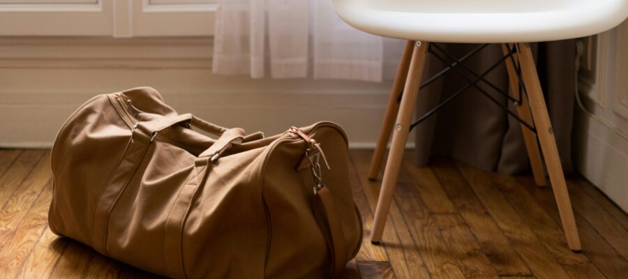 A packed hospital go bag ready for expecting parents.